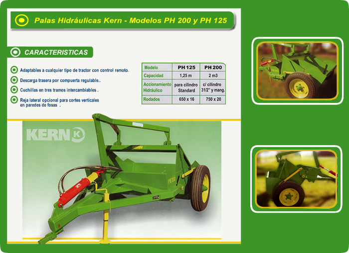 Palas Hidr&aacute;ulicas Modelos PH 200 y PH 125