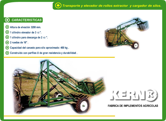 Transporte y Elevador de rollos extractor y cargador de silos